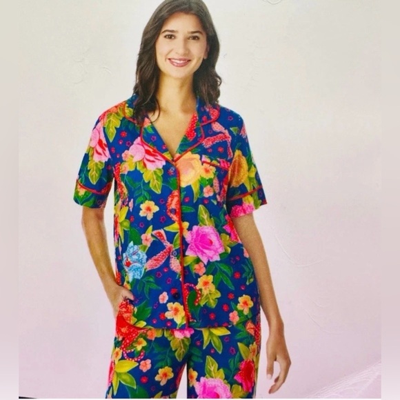 Room Service Other - Women’s Pajama Set Button Up Top Room Service Bright Floral Light Size XXL NWT